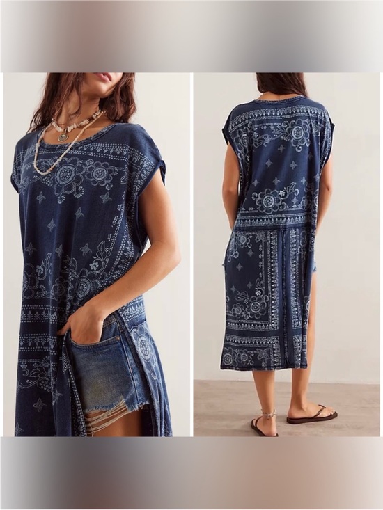 Free People Tops - NWOT Free People We The Free Indie Maxi Tee - indigo blue - Small